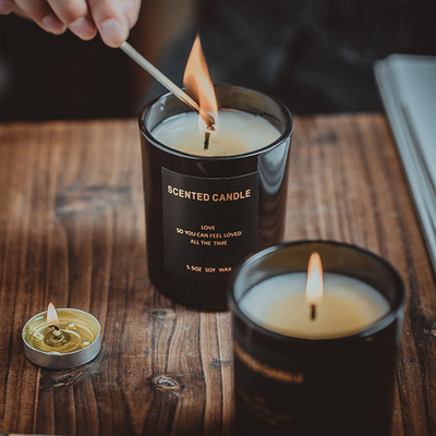 carmine suede Vegan Soy Candles , Tapered long lasting scented candles