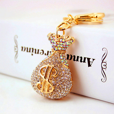 Money Bag Key Chain Ornaments Silk Screen Printing Diamond 50mm Wide