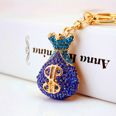Money Bag Key Chain Ornaments Silk Screen Printing Diamond 50mm Wide